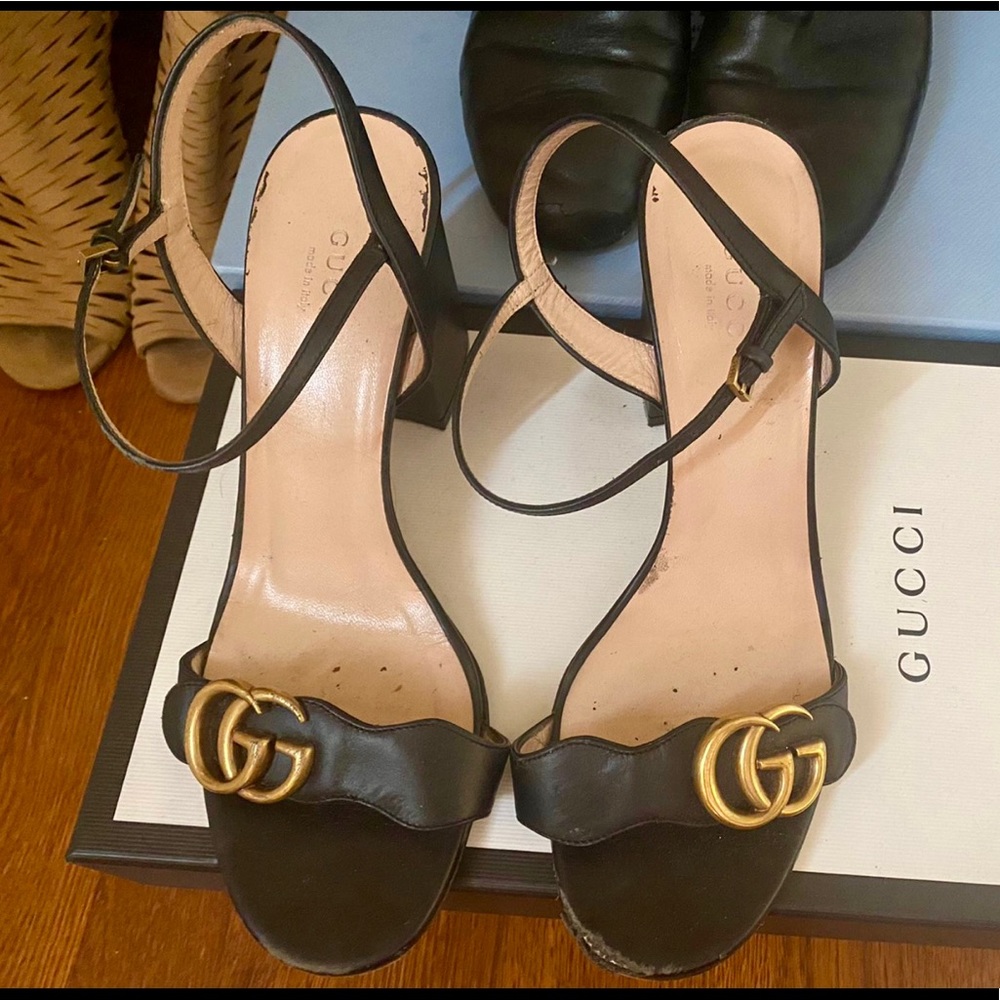Gucci Marmont GG Ankle-Strap Sandals